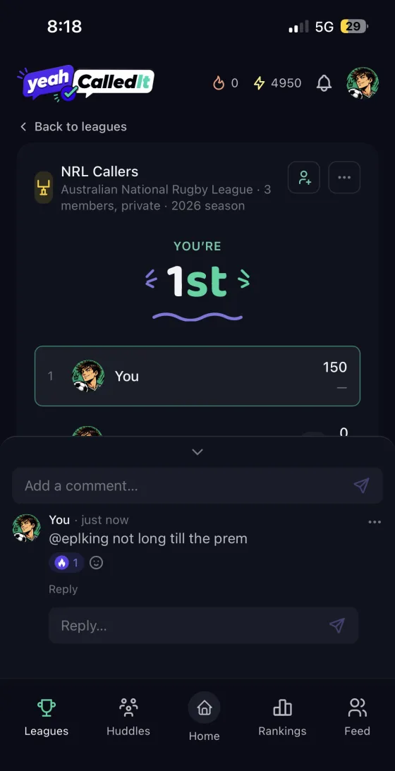 The banter screen in Called It