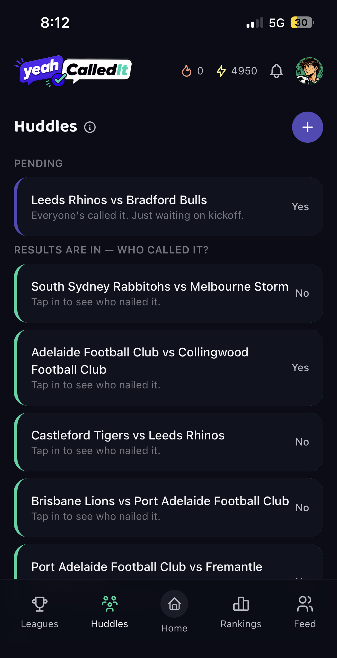 Huddles screen in Called It