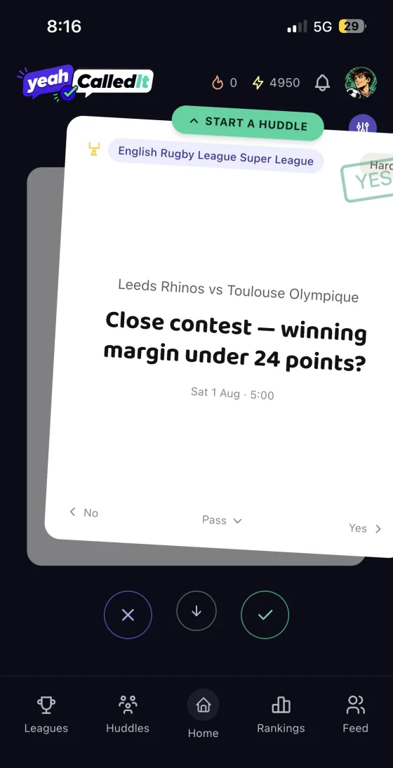 Swipe feed screen in Called It